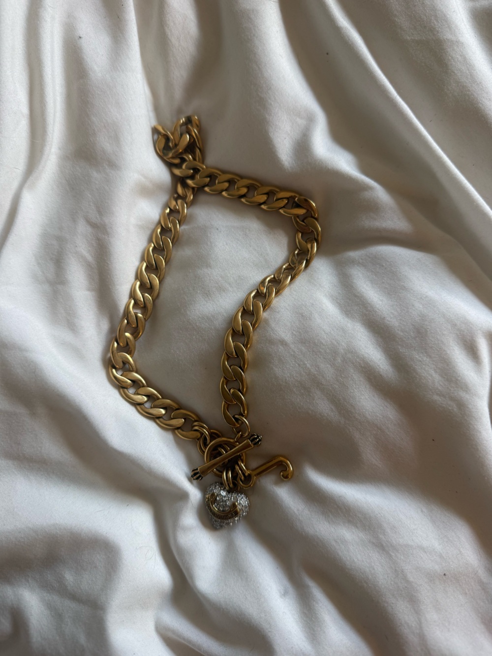 Juicy couture Chunky Chain Necklace with Pave Heart Charm
